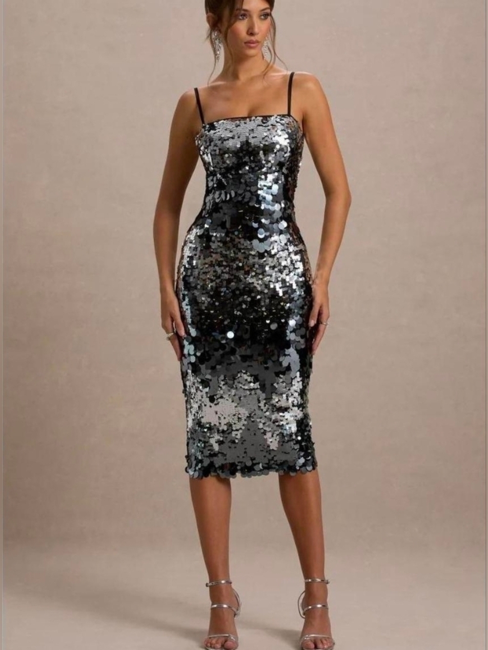 Avec Les Filles Sequin Silver and Black Dress